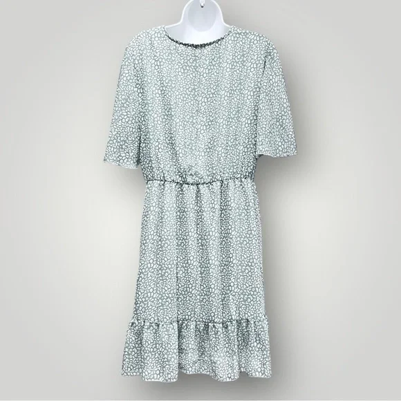 Kirundo Sage/White Midi V-Neck Dress - Picture 2 of 16